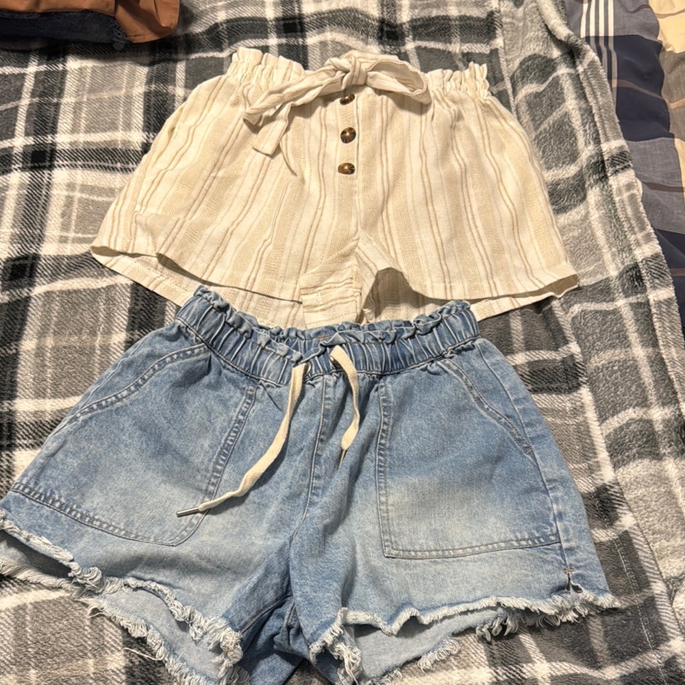 Stylish Cream and Blue Women's Shorts